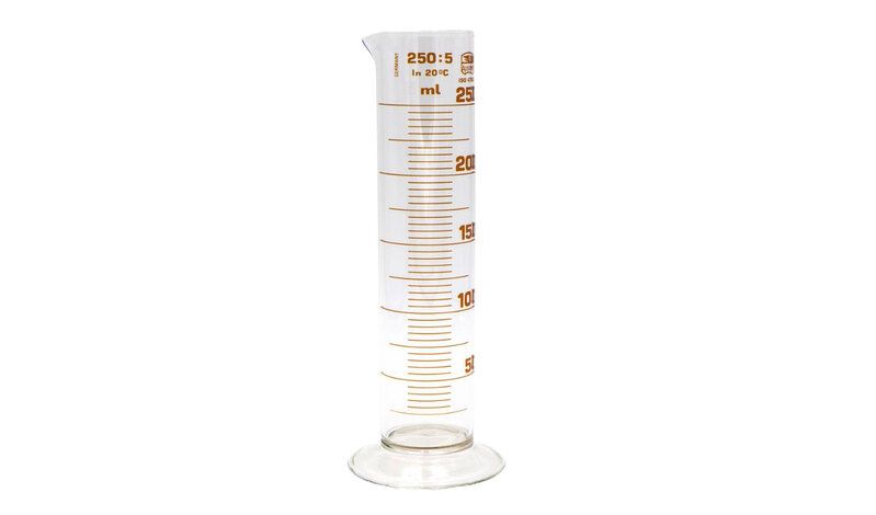 Measuring cylinder, glass, 250 ml, circular glass base